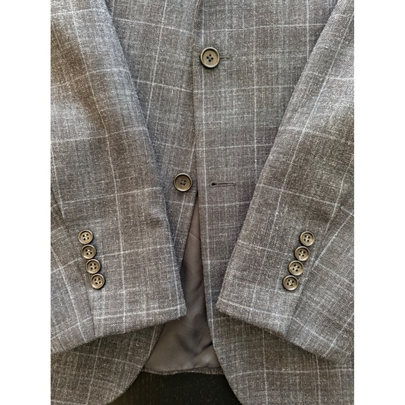 Jos. A. Bank Tailored Fit Sport Coat Mens 42L Blue Wool Silk Linen Blazer Jacket - Picture 10 of 16